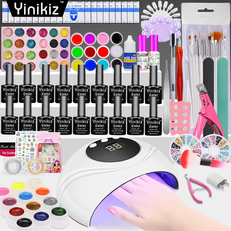 Yinikiz Gel Polish Nail Art Set UV LED Lamp Gel Varnish Polish Soak Off Gel Nail Kit Top Base Coat Manicure Tool
Yinikiz Gel Polish Nail Art Set UV LED Lamp Gel Varnish Polish Soak Off Gel Nail Kit Top Base Coat Manicure Tool
