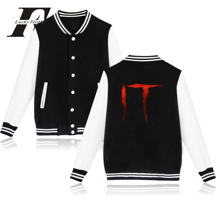 LUCKYFRIDAYF Stephen King's It Horror Movie Baseball Jackets Men Sweatshirts Men Button Print Uniform Winter Gothic Coat Clothes
LUCKYFRIDAYF Stephen King's It Horror Movie Baseball Jackets Men Sweatshirts Men Button Print Uniform Winter Gothic Coat Clothes