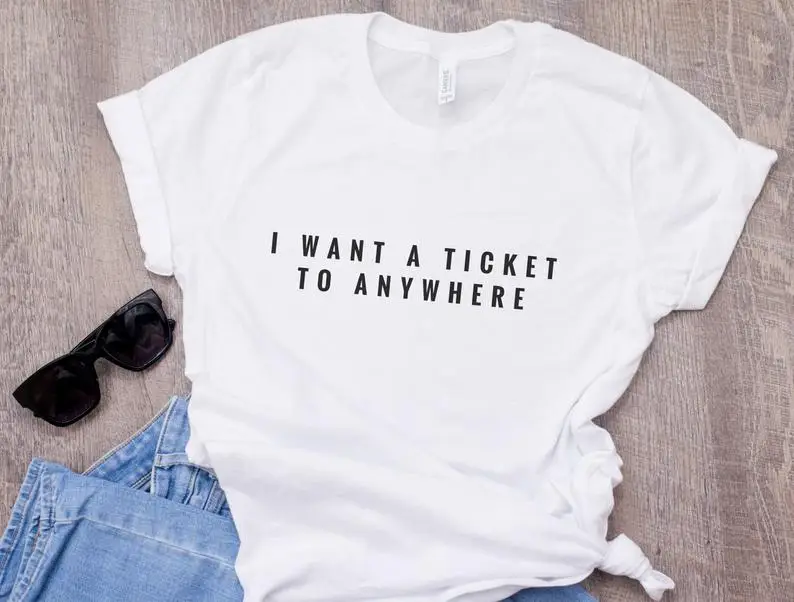 Skuggnas New Arrival I Want a Ticket To Anywhere T-shirt Travellers wanderlust Tees Tumblr t shirt Unisex tshirt Drop Shipping
Skuggnas New Arrival I Want a Ticket To Anywhere T-shirt Travellers wanderlust Tees Tumblr t shirt Unisex tshirt Drop Shipping