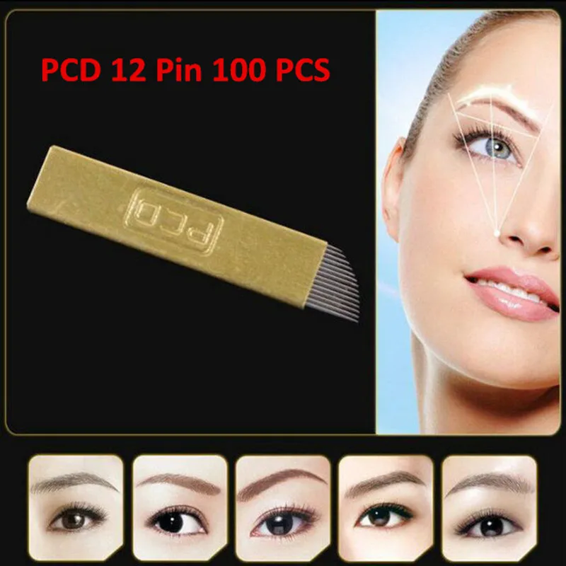 100 PCS/Pack PCD 12 Pin Permanent Makeup Eyebrow Tattoo Blades Microblading Tattoo Needles for 3D Embroidery manual tattoo Pen
100 PCS/Pack PCD 12 Pin Permanent Makeup Eyebrow Tattoo Blades Microblading Tattoo Needles for 3D Embroidery manual tattoo Pen