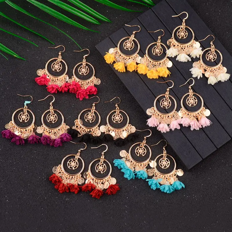 DOUVEI Vintage Bohemian 8 Color Round Dangling Earrings For Woman Fabric Flowers Earring Ethnic Fantasy Boucles D'oreille
DOUVEI Vintage Bohemian 8 Color Round Dangling Earrings For Woman Fabric Flowers Earring Ethnic Fantasy Boucles D'oreille
