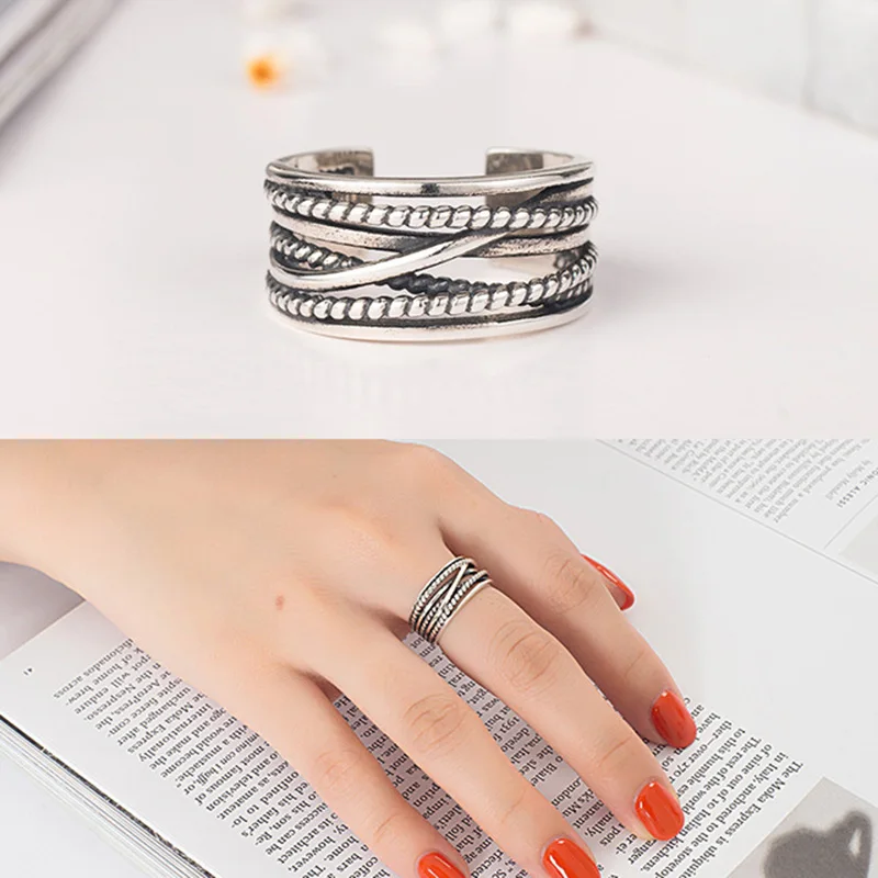 New Trendy Style 925 Sterling Silver Punk Rings for Women Adjustable Size Engagement Rings Girls Gifts Party Jewelry Anillos
New Trendy Style 925 Sterling Silver Punk Rings for Women Adjustable Size Engagement Rings Girls Gifts Party Jewelry Anillos