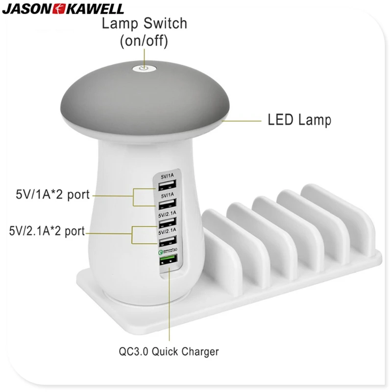 Mushroom LED Table Lamp Charger Dock Station with 5 USB Port for any electronic Quick Charge 3.0 free shipping
Mushroom LED Table Lamp Charger Dock Station with 5 USB Port for any electronic Quick Charge 3.0 free shipping