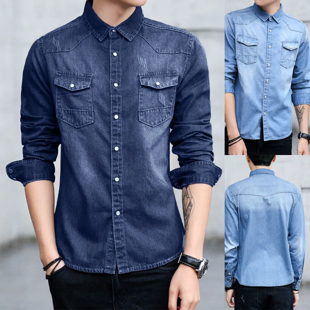 2019 New Men's Shirt Men‘s Long Sleeve Autumn Winter Large Size Casual Top Blouse Denim Shirts Male Casual camisa masculina
2019 New Men's Shirt Men‘s Long Sleeve Autumn Winter Large Size Casual Top Blouse Denim Shirts Male Casual camisa masculina