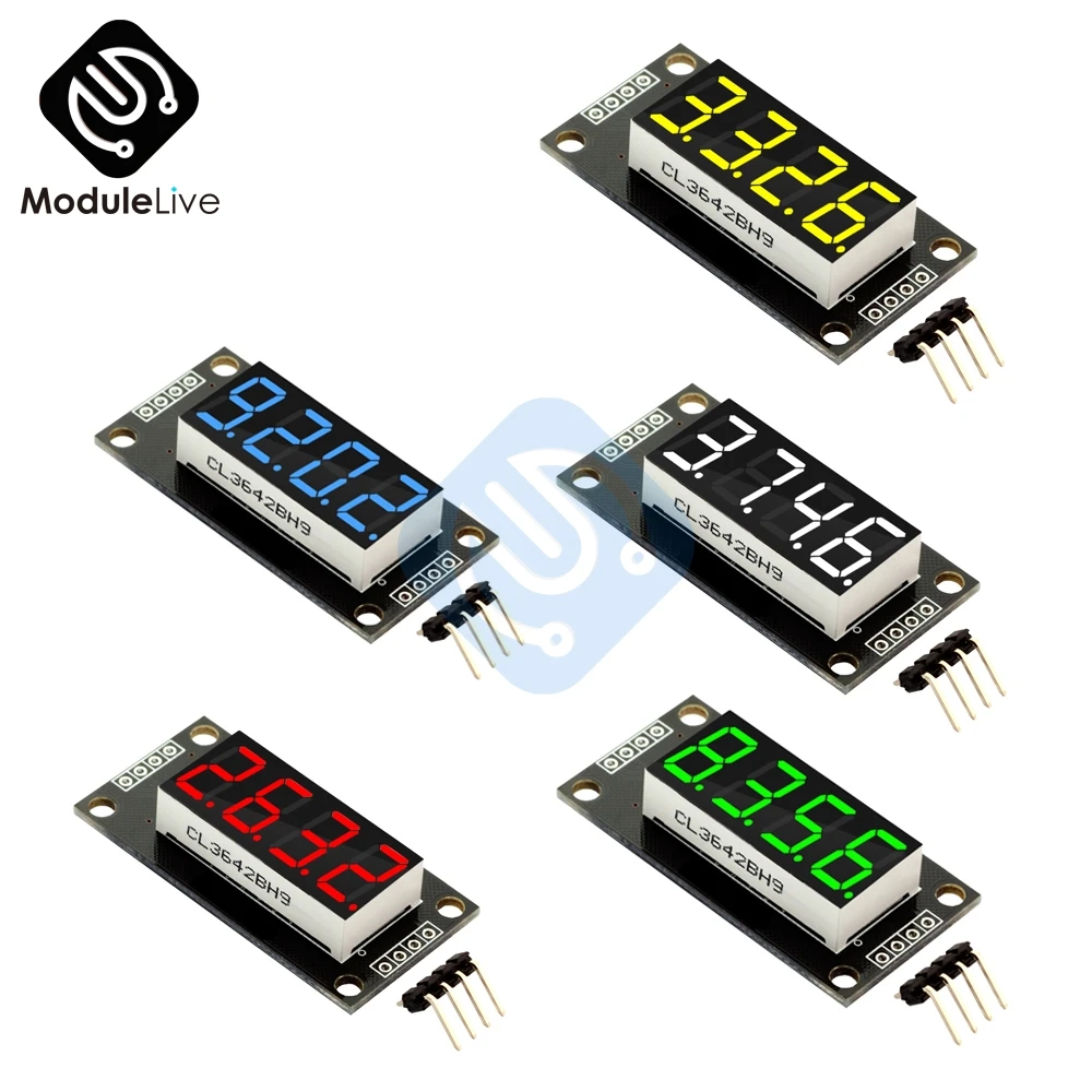 TM1637 0.36" 0.36 Inch 7 Segments Digital Display Tube 4-Digit LED Module Board For Arduino Red Green Blue Yellow White
TM1637 0.36" 0.36 Inch 7 Segments Digital Display Tube 4-Digit LED Module Board For Arduino Red Green Blue Yellow White