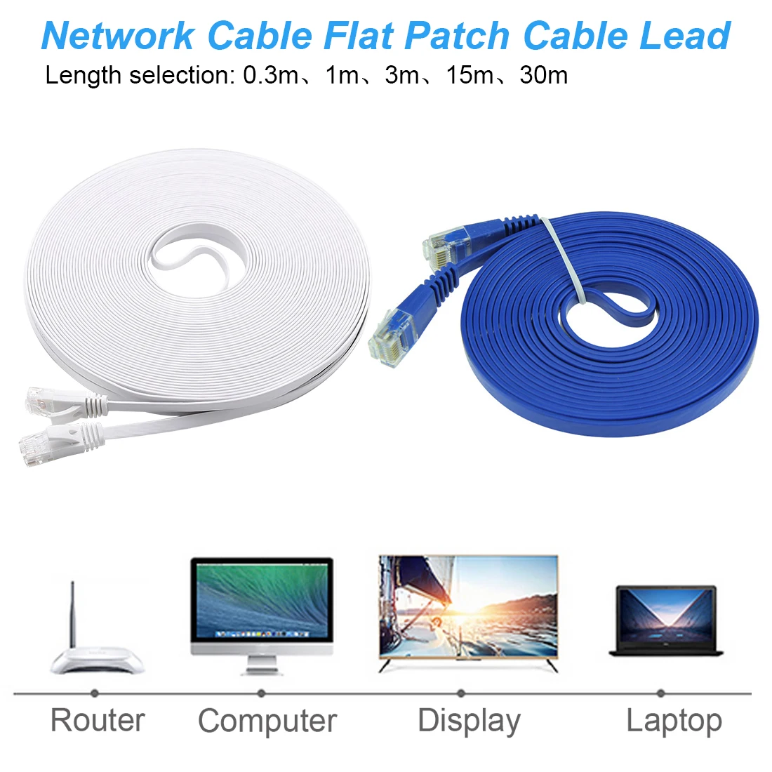 0 3 м 1 15 30 кабель CAT6 плоский UTP Ethernet сетевой RJ45 патч LAN синий белый цвет на выбор |