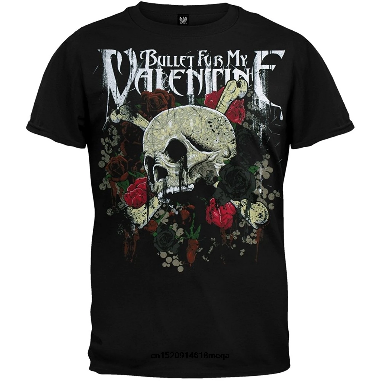 

t shirt Bullet For My Valentine - Skull And Roses Mens T-Shirt In Black New Brand Short Sleeve Printed T-Shirt