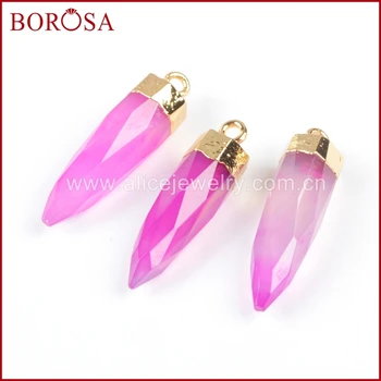 BOROSA Natural Multi-Kind Stone Faceted Pendant Bead Gold Color Pencil Point Shape Hot Pink color G0621
BOROSA Natural Multi-Kind Stone Faceted Pendant Bead Gold Color Pencil Point Shape Hot Pink color G0621
