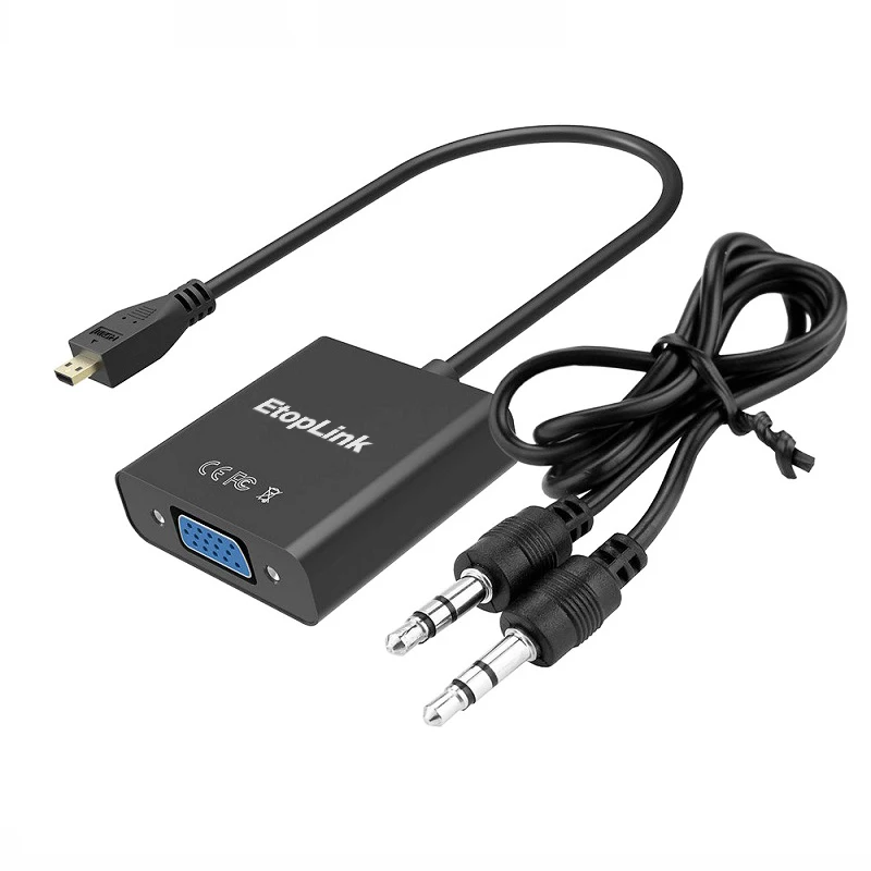 EtopLink Micro HDMI to VGA Cable Male to Female VGA Adapter with Audio AUX 3.5mm Jack & Micro USB Cable HDMI Converter For XBOX
EtopLink Micro HDMI to VGA Cable Male to Female VGA Adapter with Audio AUX 3.5mm Jack & Micro USB Cable HDMI Converter For XBOX