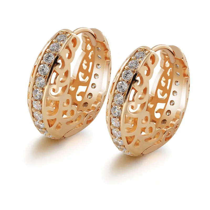 MxGxFam Hollow Flower Pattern Hoop Earrings Yellow Gold Color For Women Clear Zircon Top Quality
MxGxFam Hollow Flower Pattern Hoop Earrings Yellow Gold Color For Women Clear Zircon Top Quality