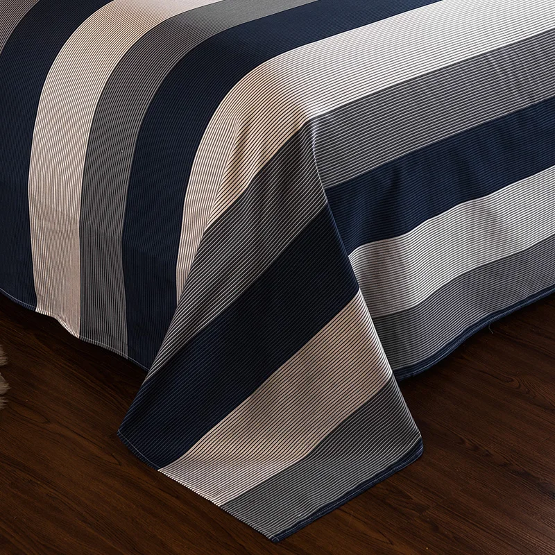 Modern-Simple-Style-100%-Cotton-Bed-Sheets-Single-Double-Striped-Flat-Sheet-Twin-Full-Queen-King-Size-Mattress-Cover-Protector-1
