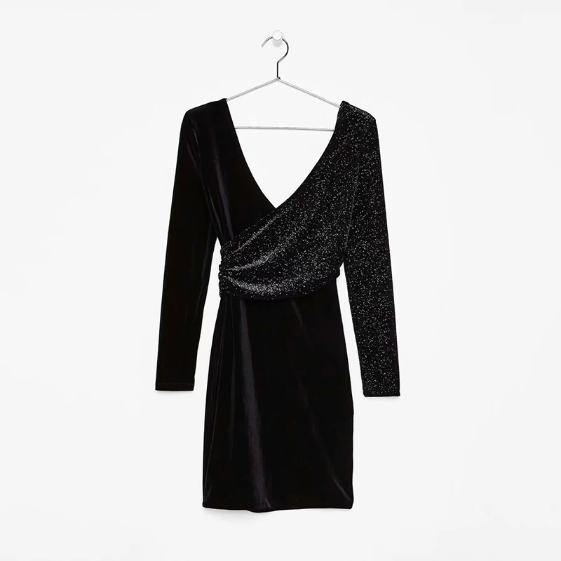 ZXQB New Black Velvet Women Diamond Dress 2019 Spring-Autumn Womens Sexy Bling Wrap Dresses Girls Stylish V-Neck Vestidos
ZXQB New Black Velvet Women Diamond Dress 2019 Spring-Autumn Womens Sexy Bling Wrap Dresses Girls Stylish V-Neck Vestidos