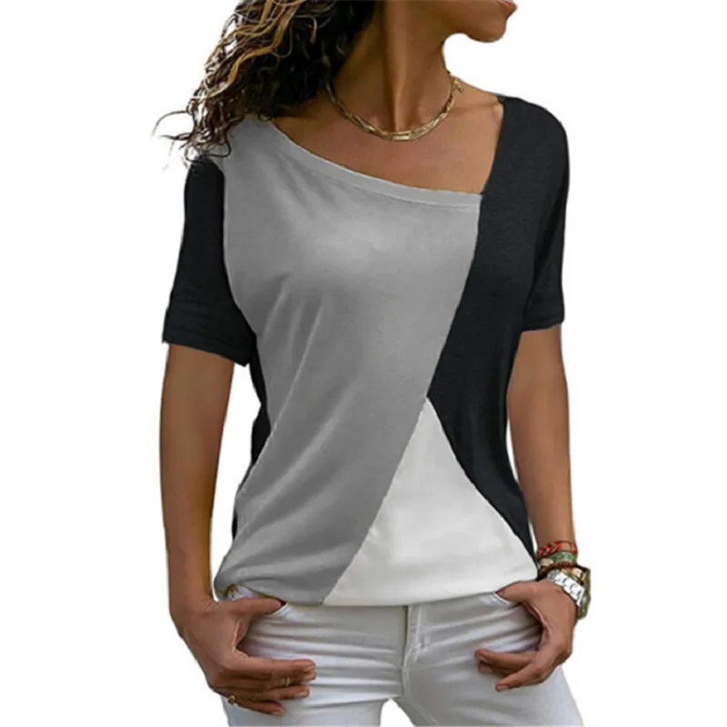 Summer 2019 Casual Women T-Shirts V-Neck Short Sleeve Patchwork Tops Fashion New Women Streetwear Shirt Loose Ladies Tee Shirts
Summer 2019 Casual Women T-Shirts V-Neck Short Sleeve Patchwork Tops Fashion New Women Streetwear Shirt Loose Ladies Tee Shirts