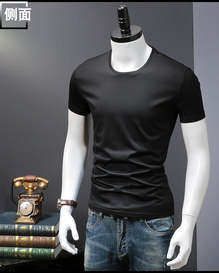 T-shirts Solid Color Man Casual camiseta homme t shirts Male Top Tees Summer (10)
