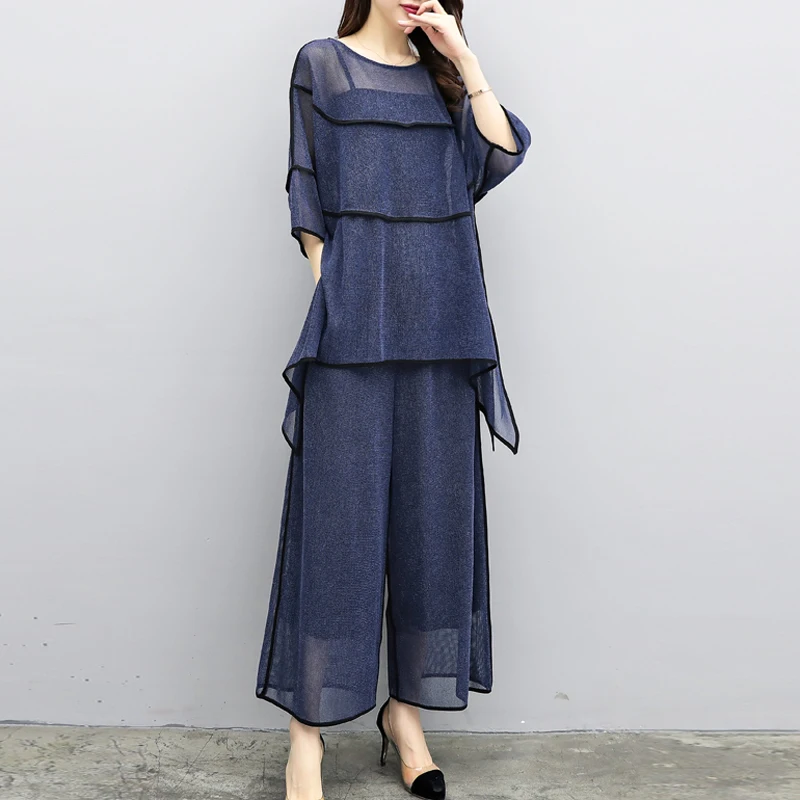 5XL Summer Temperament 2 Pieces Suit O-neck Irregular Pullover Loose Wide Leg Pants Casual Fashion Large Size Women's Suit CK324
5XL Summer Temperament 2 Pieces Suit O-neck Irregular Pullover Loose Wide Leg Pants Casual Fashion Large Size Women's Suit CK324