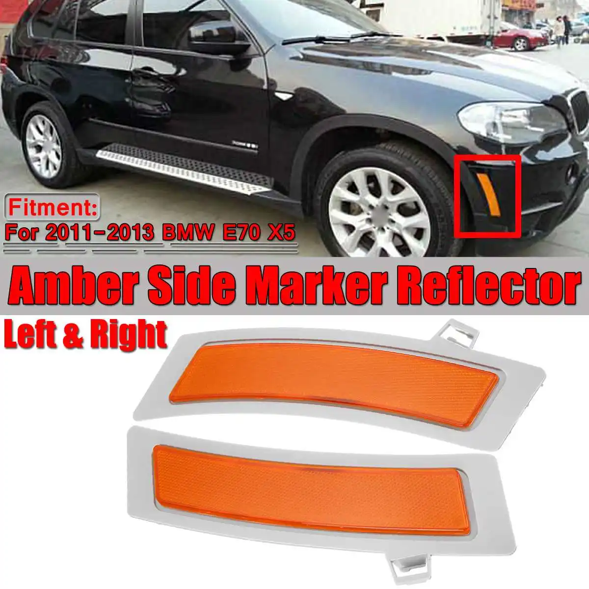 Front Bumper Marker Cover Reflector Left Set For BMW X5 E70 2011-2013 A3 Front Bumper Marker Cover Reflector Left Set For BMW X5 E70 2011-2013 A3