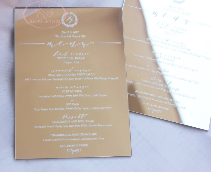 Free Shipping! HI4058 Gold Mirror Menus Card with White Printing Gold Acrylic Menu Cards with Mirror Reaction Printing
Free Shipping! HI4058 Gold Mirror Menus Card with White Printing Gold Acrylic Menu Cards with Mirror Reaction Printing