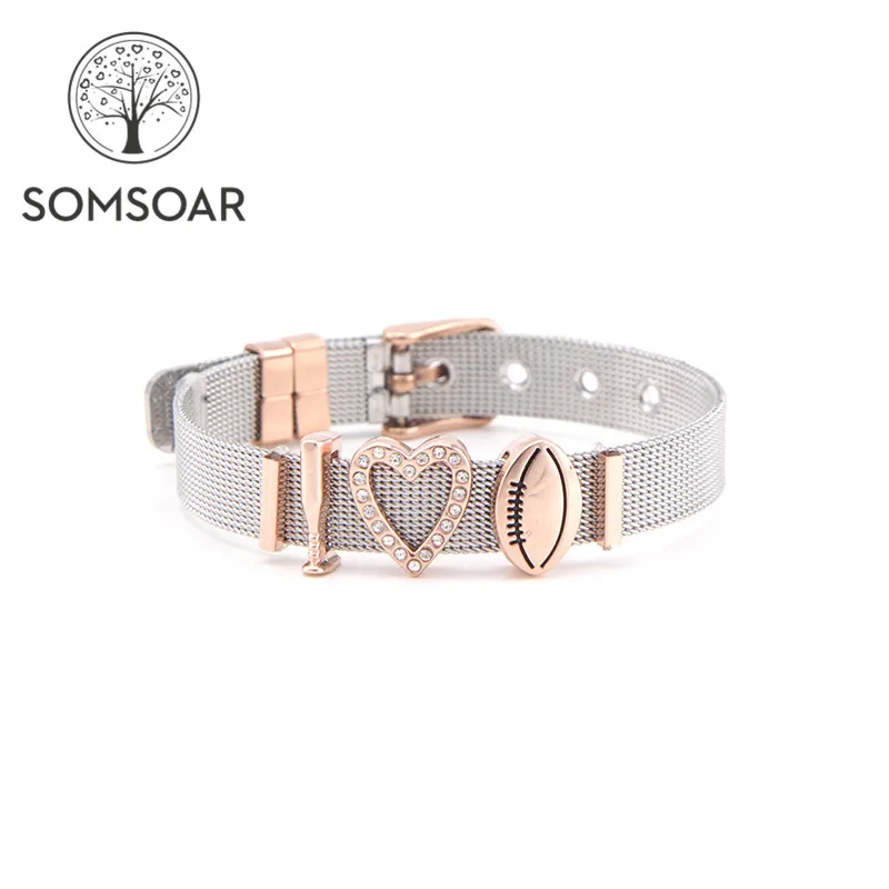 Somsoar Jewelry I love Rugby Charm Bracelet Stainless Steel Sports Mesh Bracelet Set for Woman/Man Gift
Somsoar Jewelry I love Rugby Charm Bracelet Stainless Steel Sports Mesh Bracelet Set for Woman/Man Gift
