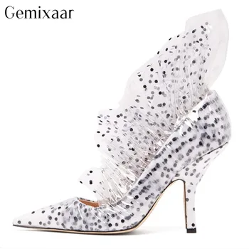 Sweet Black Polka Dots White Satin Decor Ruffles Women Shoes Point Toe Shallow Wedding Shoes Solid Color Thin High Heel Pumps
Sweet Black Polka Dots White Satin Decor Ruffles Women Shoes Point Toe Shallow Wedding Shoes Solid Color Thin High Heel Pumps