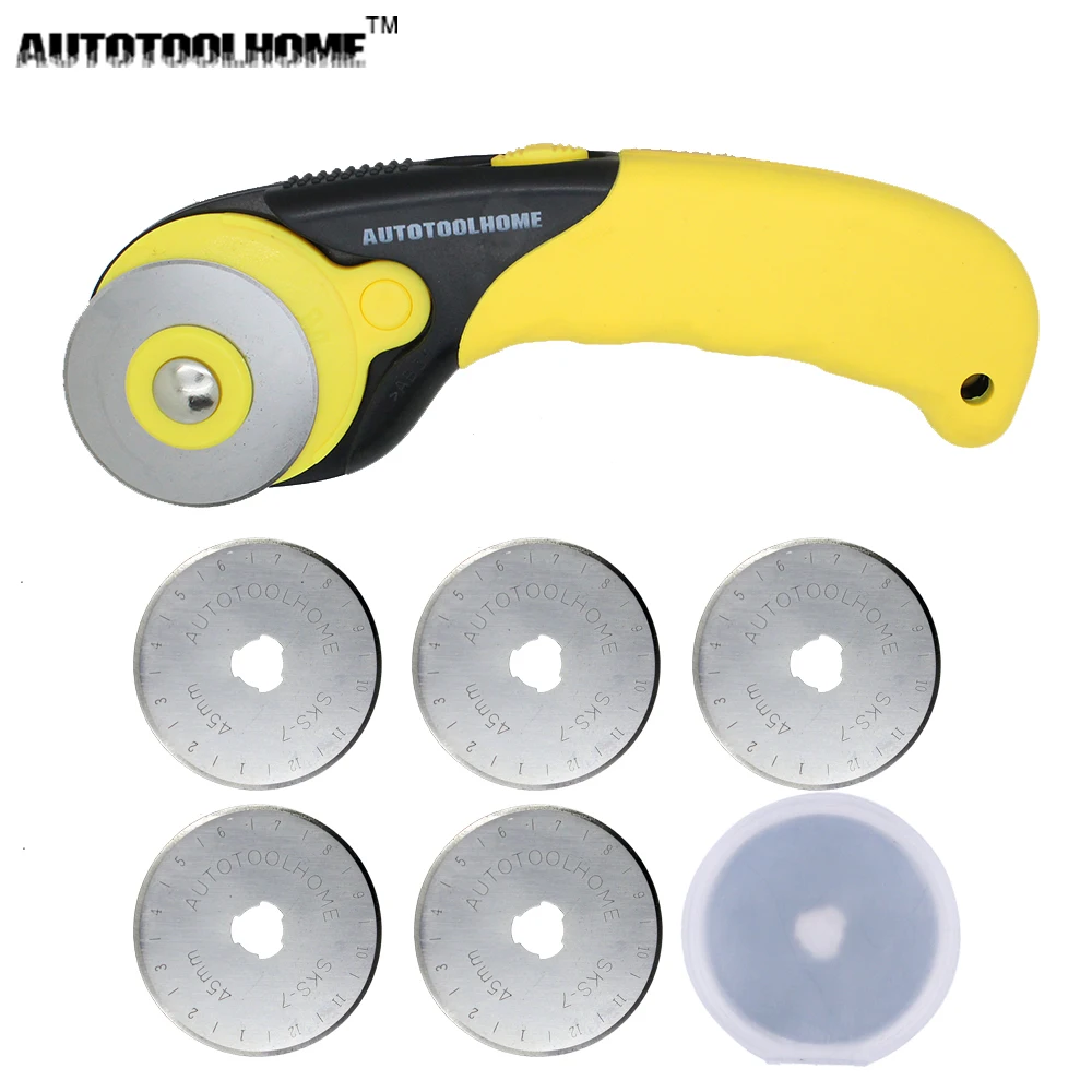 AUTOTOOLHOME 45mm Rotary Cutter Kit & 5 Sharp Blades Fit Olfa Dafa Fiskars Fabric Circular Patchwork Craft Leather Hand Tools
AUTOTOOLHOME 45mm Rotary Cutter Kit & 5 Sharp Blades Fit Olfa Dafa Fiskars Fabric Circular Patchwork Craft Leather Hand Tools