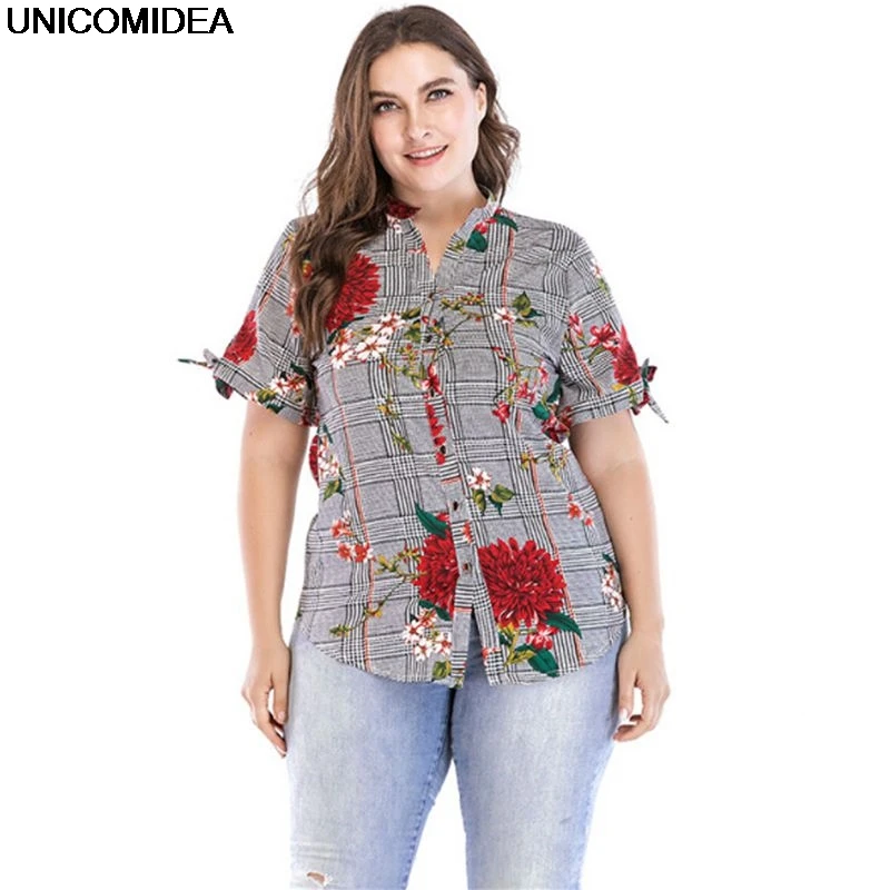 Plus Size Women Blouse Flower Floral Plaid Short Sleeve Loose Blouses Shirt Camisa Feminina Blusas Chemise Femme Women Tops 7XL
Plus Size Women Blouse Flower Floral Plaid Short Sleeve Loose Blouses Shirt Camisa Feminina Blusas Chemise Femme Women Tops 7XL