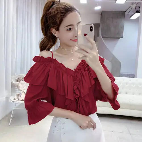 Drawstring Sash Ruffles Women Blouse V-Neck Lace Patchwork Vintage Blusa 2019 Spring Summer Solid Slim Fashion Tops Lady PP142
Drawstring Sash Ruffles Women Blouse V-Neck Lace Patchwork Vintage Blusa 2019 Spring Summer Solid Slim Fashion Tops Lady PP142