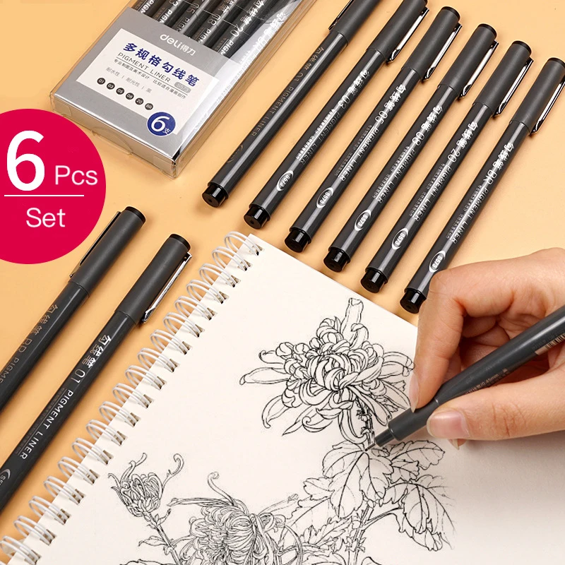 6Pcs/set Deli Art Marker Pen Brush Set Creative High Quality Waterproof Drawing Manga Hook Line Sketch Pen Arts Crafts Supplies
6Pcs/set Deli Art Marker Pen Brush Set Creative High Quality Waterproof Drawing Manga Hook Line Sketch Pen Arts Crafts Supplies