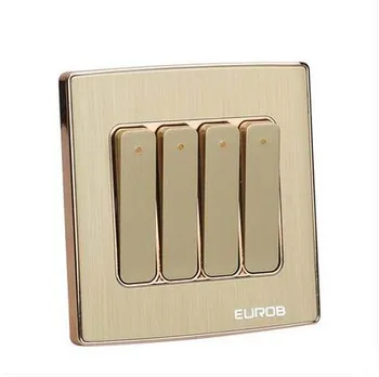 Wall Switch Socket Magnesium Aluminum Brushed Champagne Gold Panel 4 Gang 2 Way Switch, AC 220-250 10A
Wall Switch Socket Magnesium Aluminum Brushed Champagne Gold Panel 4 Gang 2 Way Switch, AC 220-250 10A