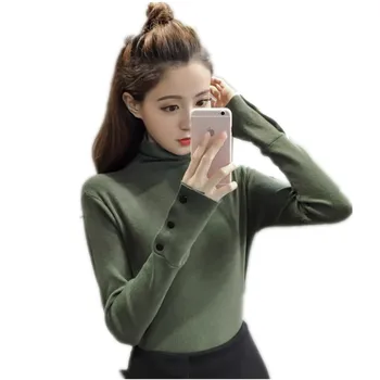 Women Turtleneck Winter Sweater Autumn Short Thin Knitted Tops Long Sleeve Button Slim Bottom Sweater Pullovers Mujer2018 Q1037
Women Turtleneck Winter Sweater Autumn Short Thin Knitted Tops Long Sleeve Button Slim Bottom Sweater Pullovers Mujer2018 Q1037