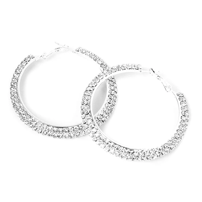 1 pair Creoles Earrings Alloy Earrings with 2-Row Rhinestone Diameter of 40mm - Silver
1 pair Creoles Earrings Alloy Earrings with 2-Row Rhinestone Diameter of 40mm - Silver