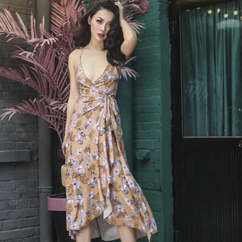 2018 Summer Holiday Elegant Irregular Cutting Long Dress Spaghetti Strap Slim High Rise Designed Floral Printed Dress
2018 Summer Holiday Elegant Irregular Cutting Long Dress Spaghetti Strap Slim High Rise Designed Floral Printed Dress
