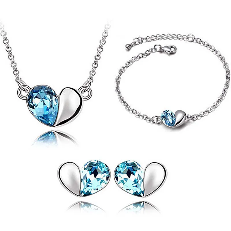 New Fashion 3ps womens Heart jewellery set of blue wedding jewerly sets for women african Female fine Jewelry set
New Fashion 3ps womens Heart jewellery set of blue wedding jewerly sets for women african Female fine Jewelry set