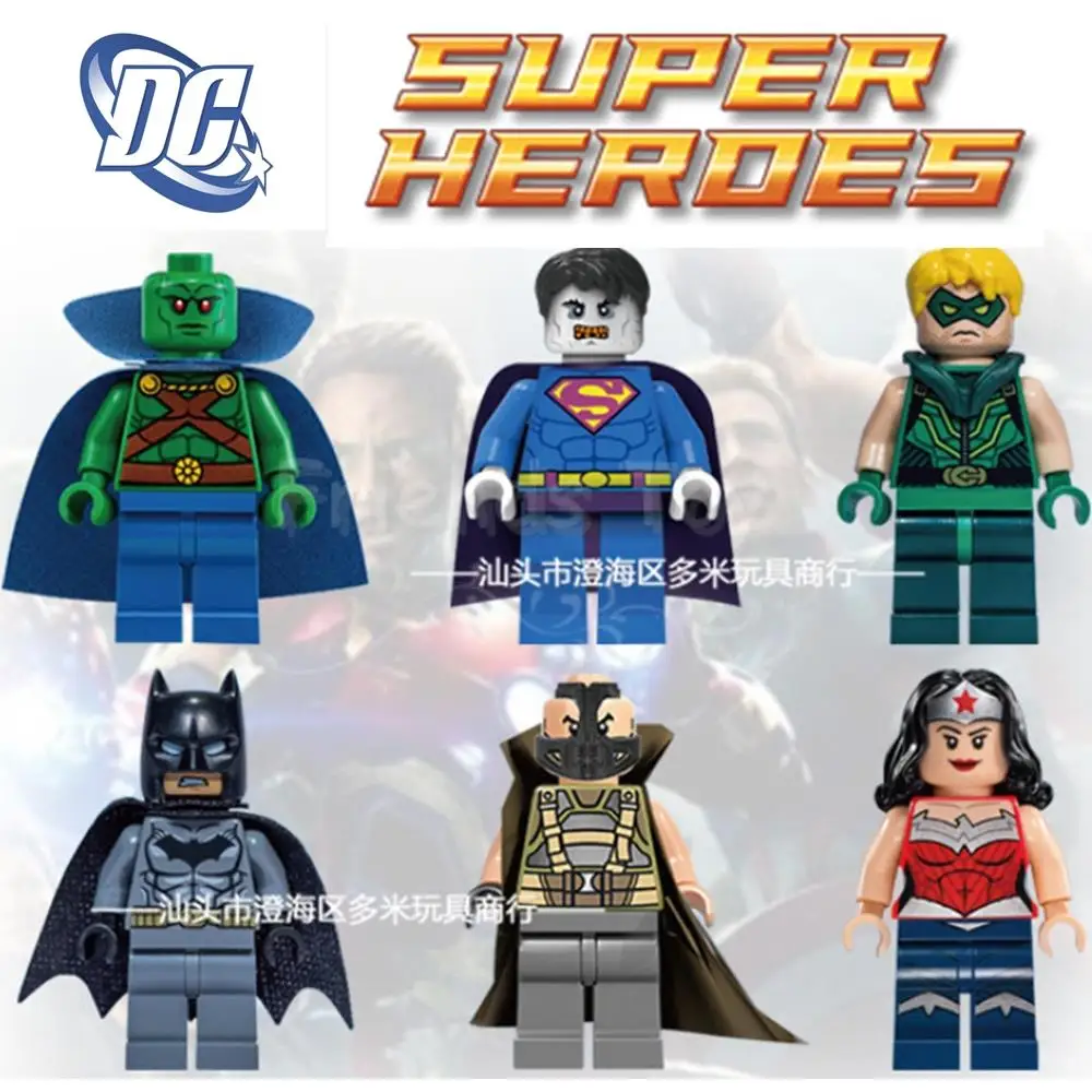 6pcs Martian Manhunter Superman Green Arrow Batman Bane Wonder WomanMini Man Toy Block Compatible With Lego
6pcs Martian Manhunter Superman Green Arrow Batman Bane Wonder WomanMini Man Toy Block Compatible With Lego