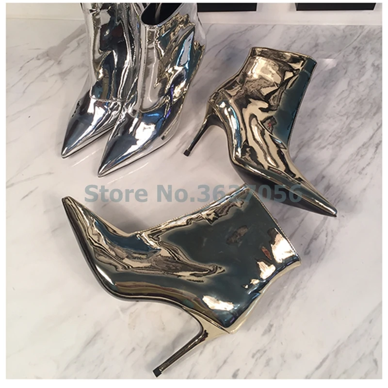 Ravryy Pointed Toe Bright Metallic Luster Thin High Heel Women Shoes Gold Silver Modern Ankle Boots
Ravryy Pointed Toe Bright Metallic Luster Thin High Heel Women Shoes Gold Silver Modern Ankle Boots