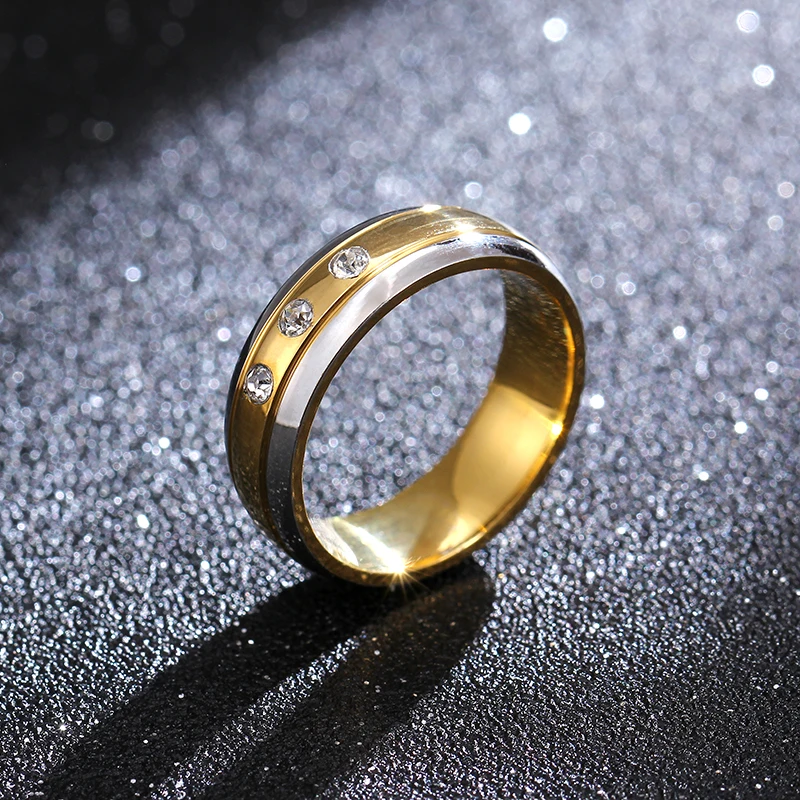 Famous Brand 316L Stainless Steel Rings for Women 14KGP Trajectory With Three CZ 6mm
Famous Brand 316L Stainless Steel Rings for Women 14KGP Trajectory With Three CZ 6mm