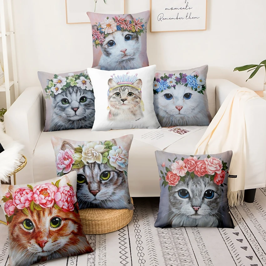 Home Decoration Pillow Cat With Flowers Printed Cushion Decorative Pillows Cartoon Animal Home Decor Sofa Throw Pillows 45*45cm
Home Decoration Pillow Cat With Flowers Printed Cushion Decorative Pillows Cartoon Animal Home Decor Sofa Throw Pillows 45*45cm