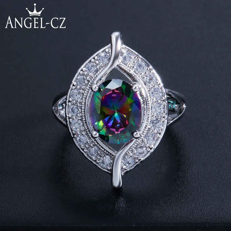 ANGELCZ Fashion Big Oval Cut Rainbow Mystic Crystal Stone Settling Sterling Silver 925 Multicolor CZ Rings for Women Party AR068
ANGELCZ Fashion Big Oval Cut Rainbow Mystic Crystal Stone Settling Sterling Silver 925 Multicolor CZ Rings for Women Party AR068