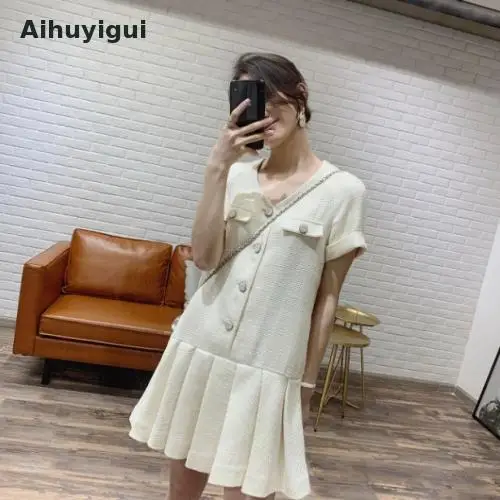 Aihuyigui 2019 Summer Women Slim Sweet Gril Tweed Short Pleated Dress Elegant Short Sleeve V Neck Weave Mini Dress Dr480
Aihuyigui 2019 Summer Women Slim Sweet Gril Tweed Short Pleated Dress Elegant Short Sleeve V Neck Weave Mini Dress Dr480