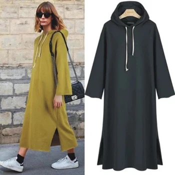 Women Hot Fashion Autumn Winter 2018 New Mid Calf Long Style Solid Color Loose Casual Hooded Plus Size Side Slits Dress
Women Hot Fashion Autumn Winter 2018 New Mid Calf Long Style Solid Color Loose Casual Hooded Plus Size Side Slits Dress