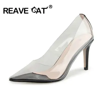 REAVE CAT Clear Plastic Transparent PVC Pumps Party Pointed toe 8cm Thin high heel Slip on Pumps Woman Designer Big size 10
REAVE CAT Clear Plastic Transparent PVC Pumps Party Pointed toe 8cm Thin high heel Slip on Pumps Woman Designer Big size 10