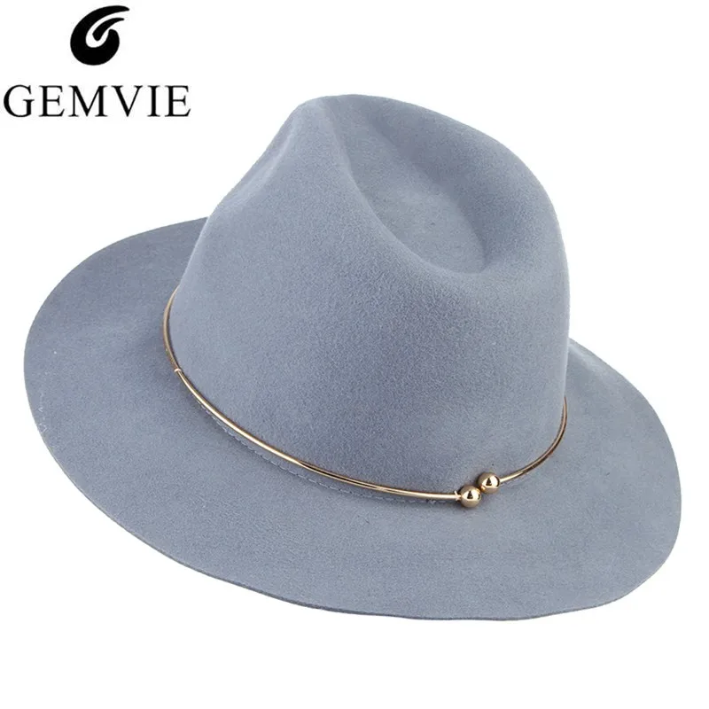 Brand New Women Wool Fedoras Hats With Metal Ring Wide Brim Panama Hat Winter Warm Jazz Caps Elegant Lady Church Hat Sombrero
Brand New Women Wool Fedoras Hats With Metal Ring Wide Brim Panama Hat Winter Warm Jazz Caps Elegant Lady Church Hat Sombrero