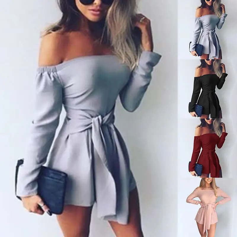 Sexy Women Off Shoulder Jumpsuit Solid Color Long Sleeve Bandage Casual Slim Short Playsuit Rompers Overalls for women clothing
Sexy Women Off Shoulder Jumpsuit Solid Color Long Sleeve Bandage Casual Slim Short Playsuit Rompers Overalls for women clothing