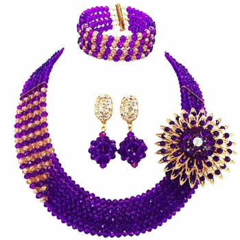 Purple Champagne Gold AB Nigerian Wedding African Beads Jewelry Set Crystal Beaded Necklace Sets Bridal Jewelry Sets 5RJZ14
Purple Champagne Gold AB Nigerian Wedding African Beads Jewelry Set Crystal Beaded Necklace Sets Bridal Jewelry Sets 5RJZ14