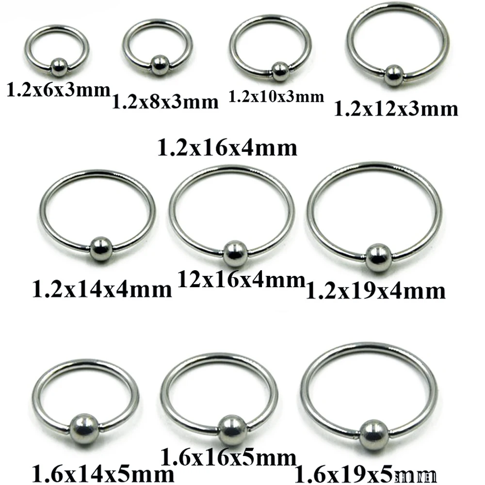 

2PCS Surgical Steel Captive Bead Ring Ear Hoop Nose Ring Ear Tragus Cartilalge Piercing Nipple Ring Body Jewelry Earring 16g 14g
