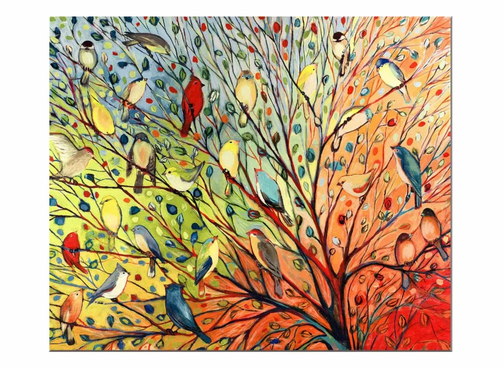 

1Panel Modern Fashionable Colorful Birds Canvas Painting Art Print Poster Picture Wall Home Decoration Bedroom Wall Decor Framed