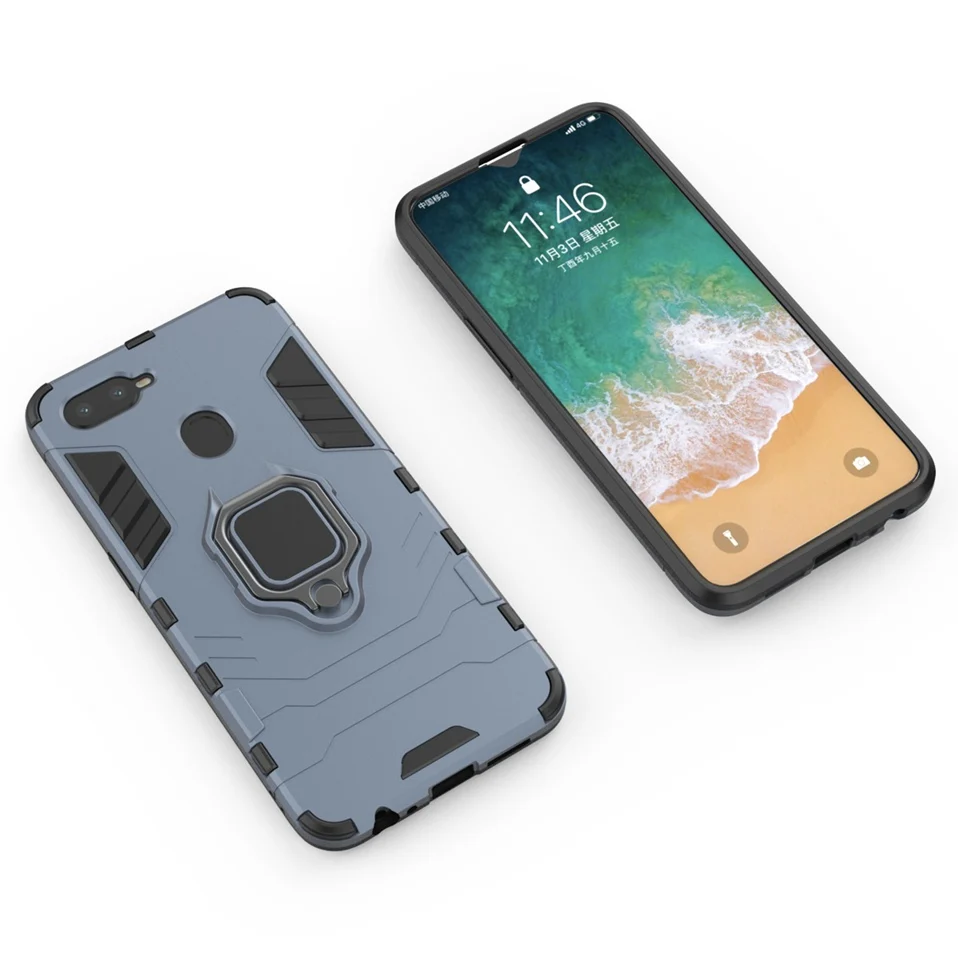 Armor Ring Case For OPPO F9 K1 Coque Shockproof Hard Phone Case For OPPO R9 R9S R11 R11S Plus R15X R17 Pro A3S A5 A7X F9 K1 Case (1)