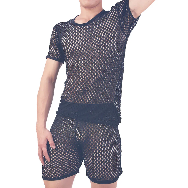 Men's Mesh See-through Fishnet T Shirt Sexy Short Sleeve Nightclub Wear T-shirt Men Party Perform Streetwear Tops(only top)
Men's Mesh See-through Fishnet T Shirt Sexy Short Sleeve Nightclub Wear T-shirt Men Party Perform Streetwear Tops(only top)