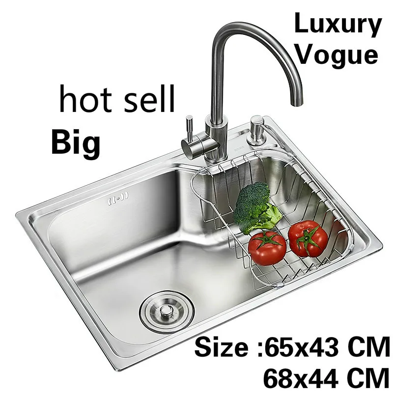 Free shipping Apartment vogue big kitchen single trough sink wash vegetables 304 stainless steel luxury 650x430/680x440 MM
Free shipping Apartment vogue big kitchen single trough sink wash vegetables 304 stainless steel luxury 650x430/680x440 MM