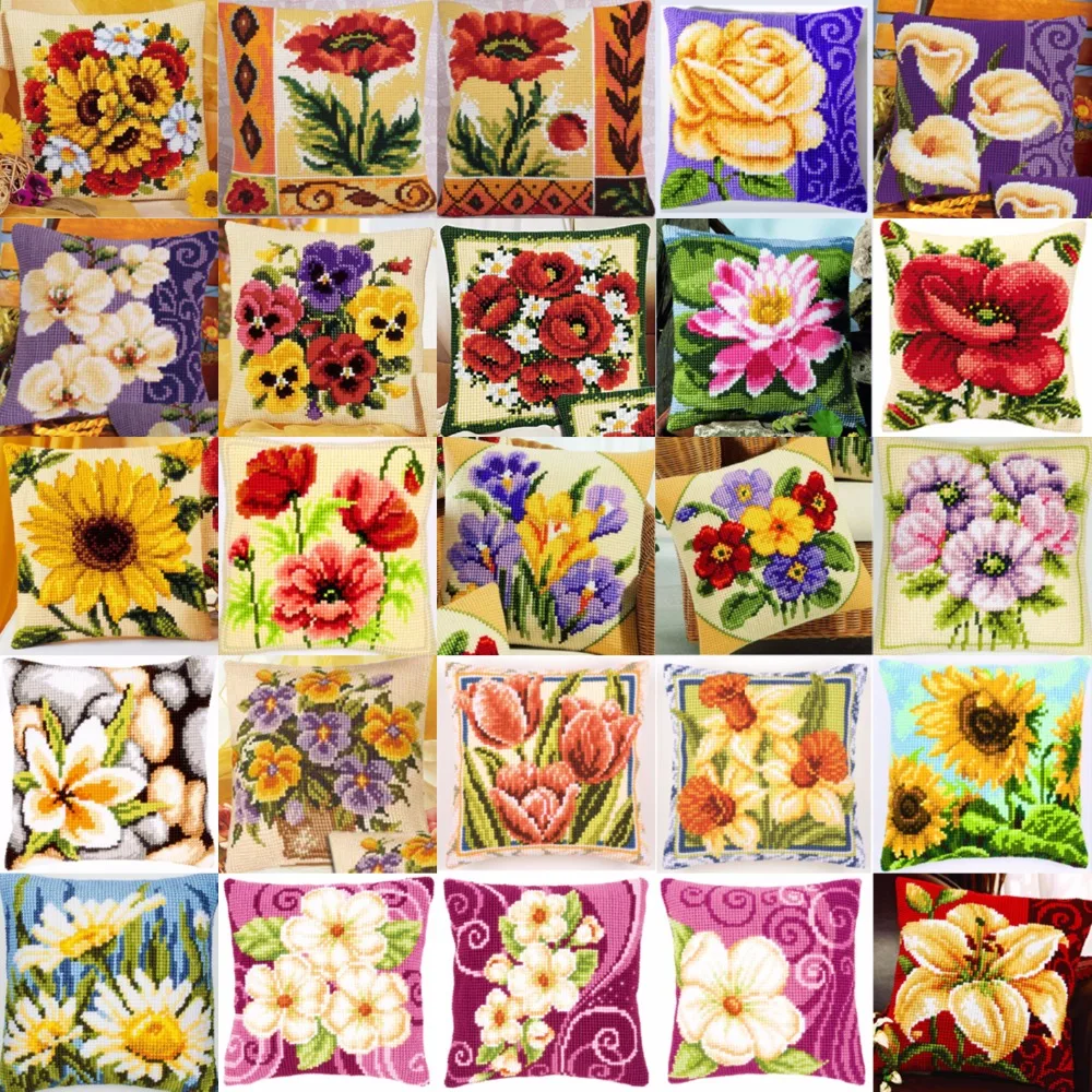 Flower Collection Tapestry pillow Cross-stitch Cushion Kit Chunky Pillowcase 100% Acrylic Yarn Kits for Embroidery
Flower Collection Tapestry pillow Cross-stitch Cushion Kit Chunky Pillowcase 100% Acrylic Yarn Kits for Embroidery