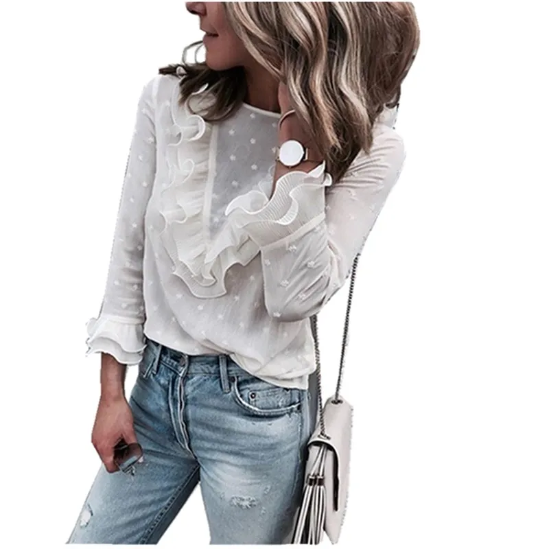 Blouse Autumnv 2018 Chiffon Shirt White Flower Point Lace O-neck Button Long Sleeve Shirt Top
Blouse Autumnv 2018 Chiffon Shirt White Flower Point Lace O-neck Button Long Sleeve Shirt Top